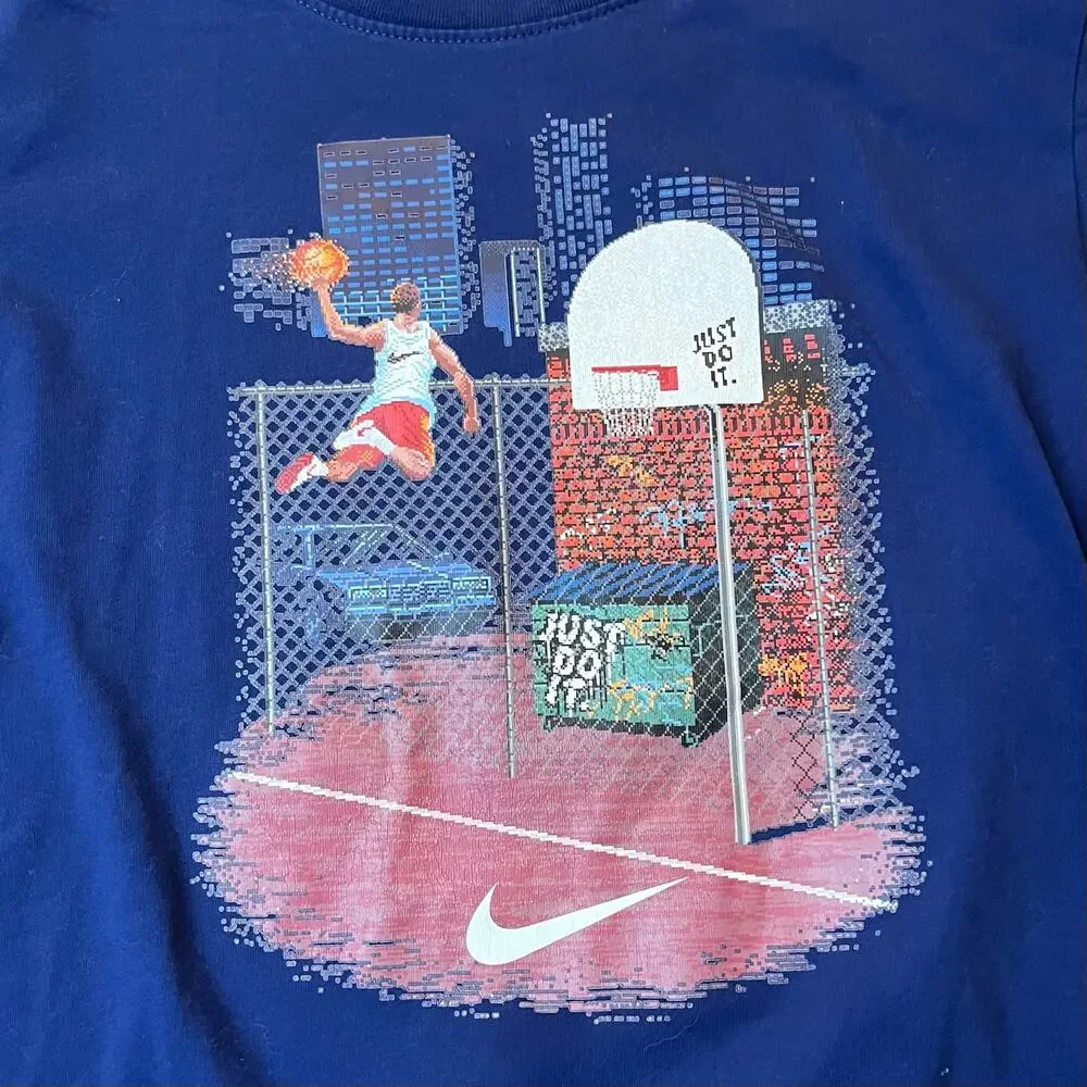 Nike Boy's LG 8 Bit Pixel Slam Dunk Basketball Graphic T-shirt
